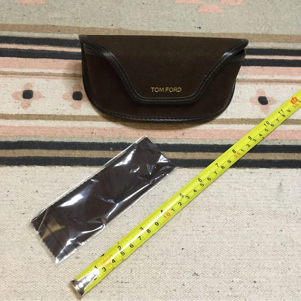 Tom Ford Brown faux suede large eyeglass sunglasses case with shag new